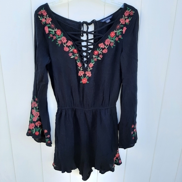 American Eagle Embroidered Long Sleeve Romper - Picture 8 of 9